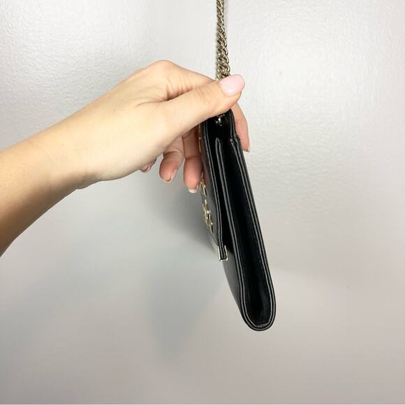 Marciano Black Leather Shoulder Envelope Bag Clutch Gold Chain And Details - Picture 11 of 12